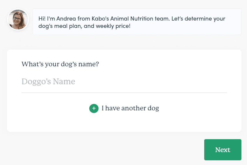 Kabo fresh Canadian dog food delivery step 1